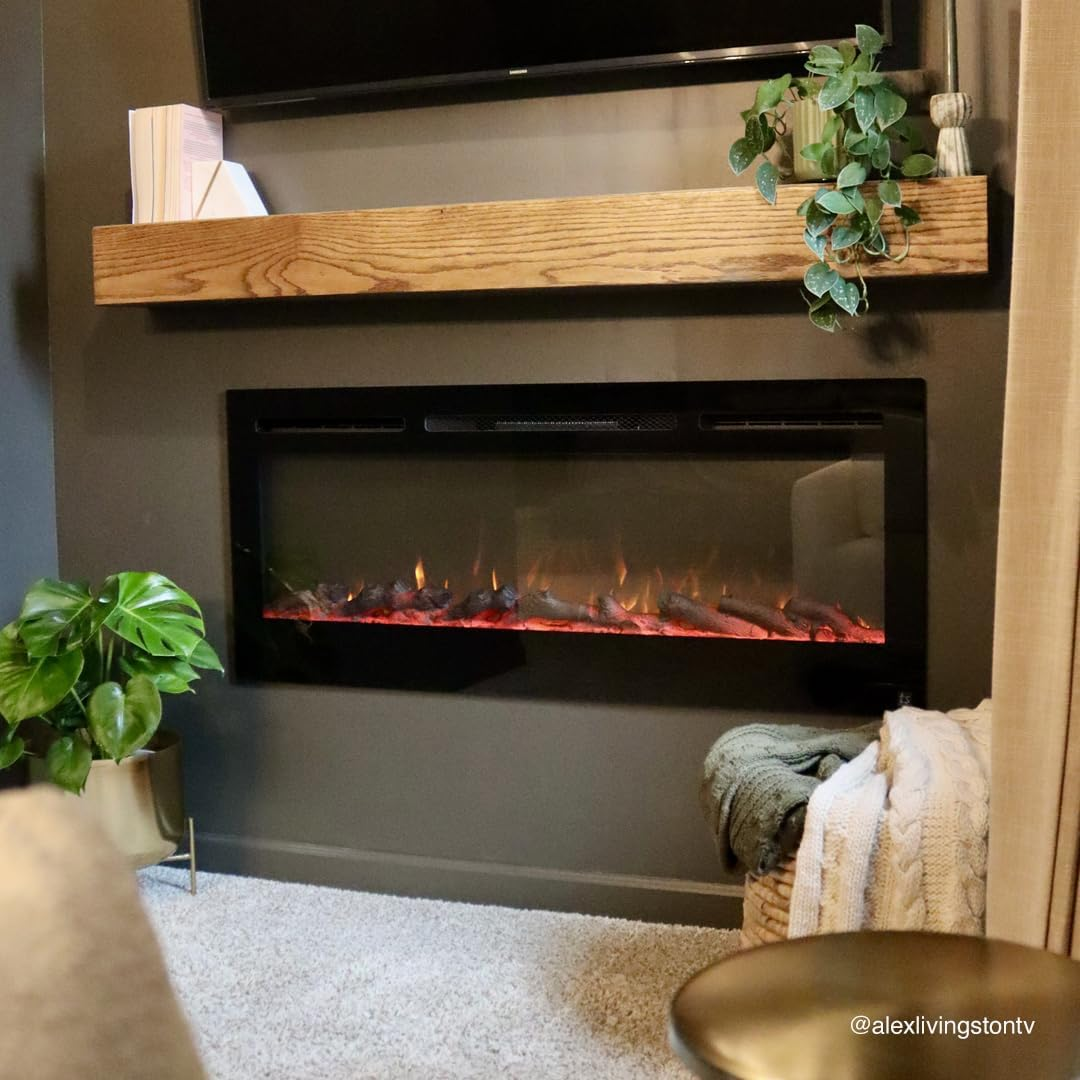 50" Wide-in Wall Recessed - 30 Realistic Ember Color/Flame Options - 1,500W Heater w/Thermostat - Log & Crystal Hearth Options - Alexa/WiFi Enabled