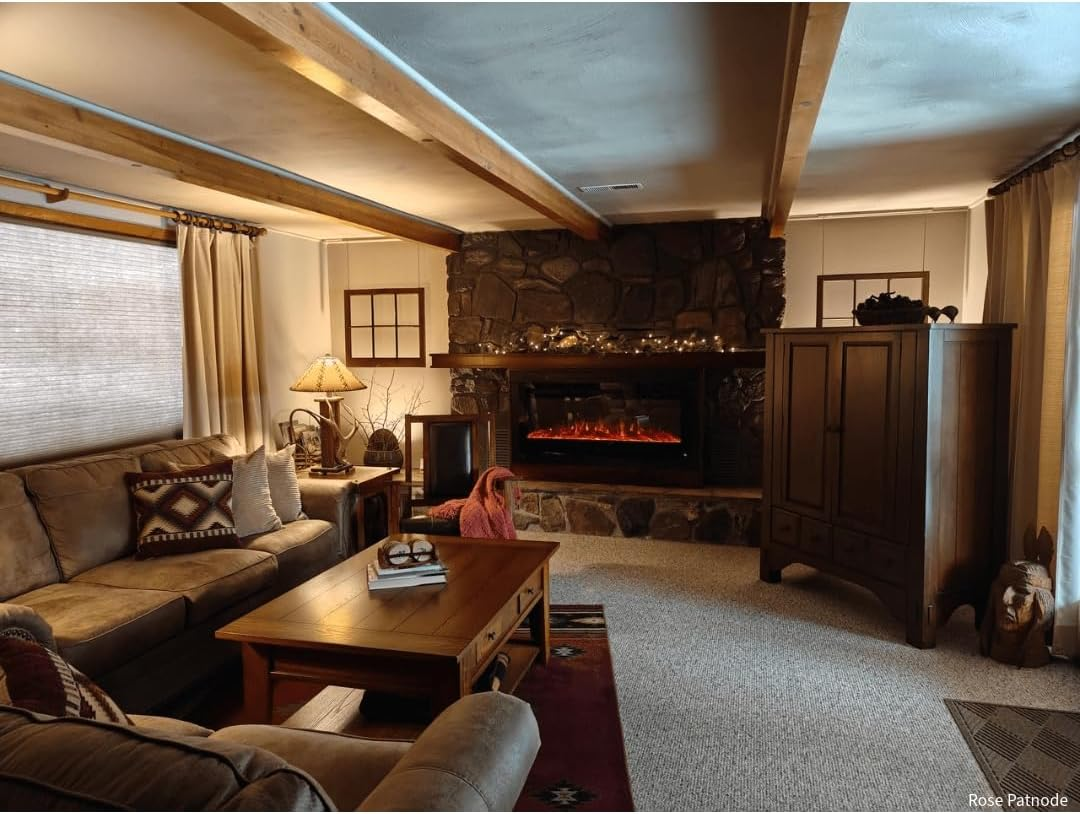50" Wide-in Wall Recessed - 30 Realistic Ember Color/Flame Options - 1,500W Heater w/Thermostat - Log & Crystal Hearth Options - Alexa/WiFi Enabled